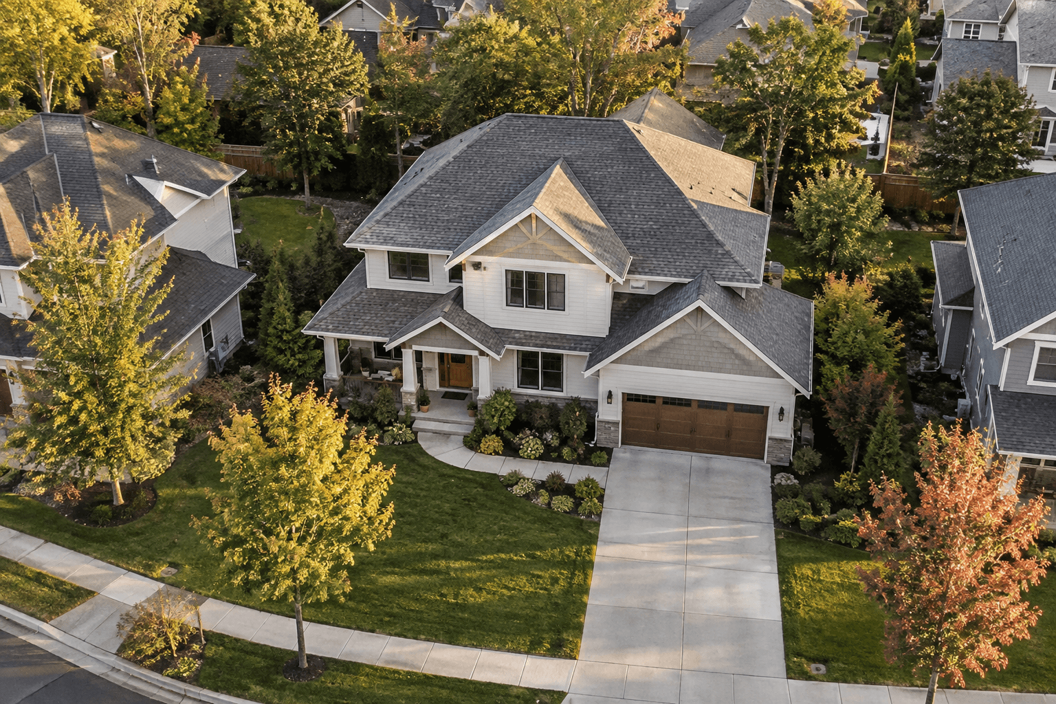 Capture inspiration: Aerial imagery that explains the home, its lot, and the surrounding neighborhood.